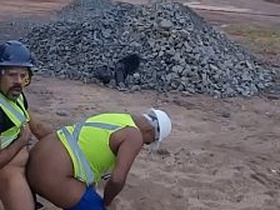 Public plagiarize having sex on slay rub elbows with construction site. hot sup gay porn