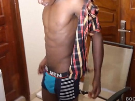 Black African Twink George Beats Off hot gay pest porn