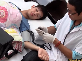 Examined Asia twink shoots cum while barebacked by medic korean gay teens porn